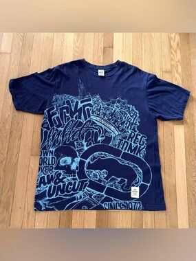 Vintage Marc Ecko Unltd Shirt Rare Graffiti NYC All Over Print 2XL Rhinestone